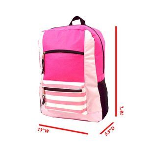 Unisex Contrast Backpack, 18" School Book Bag Daypack, Adult/Teen, Pink